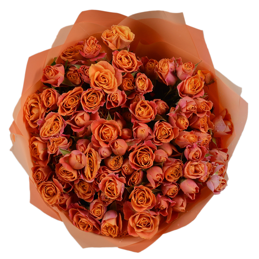 25 оранжевых кустовых роз