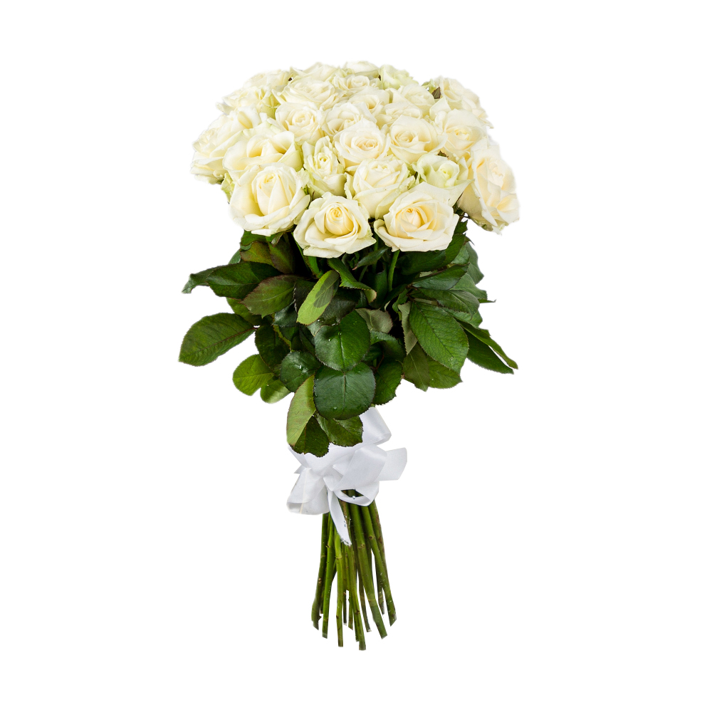 25 белых роз 60 см