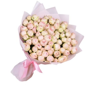 19 розовых пионовидных роз