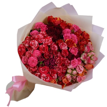 35 кустовых роз микс в пленке