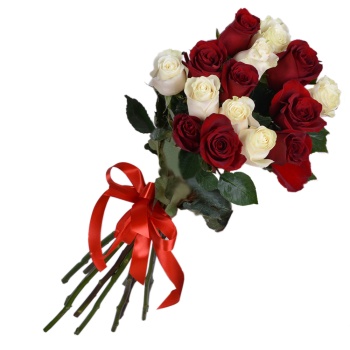 Букет из 15 разноцветных роз Эквадор 70 см