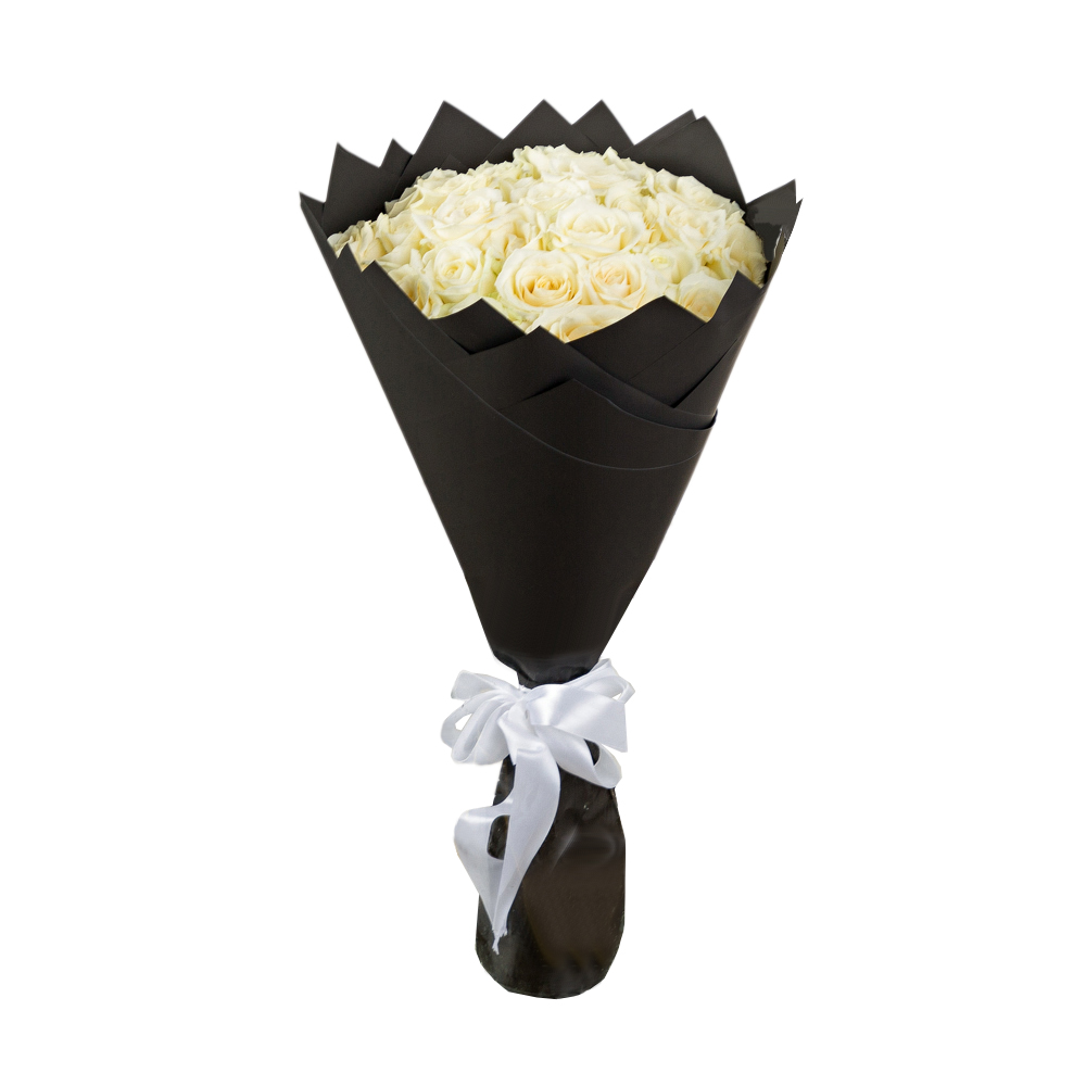 Букет из 19 белых роз 50 см