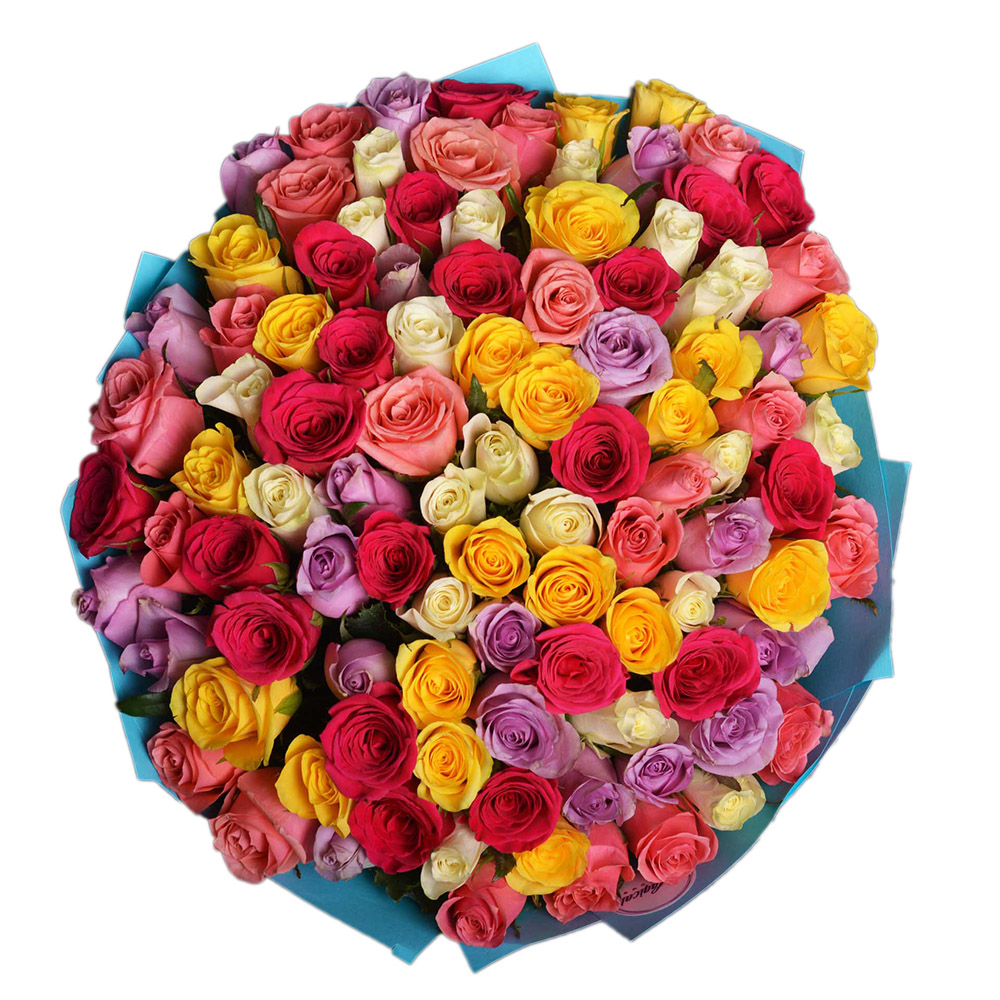 Букет из 101 микс розы в крафте
