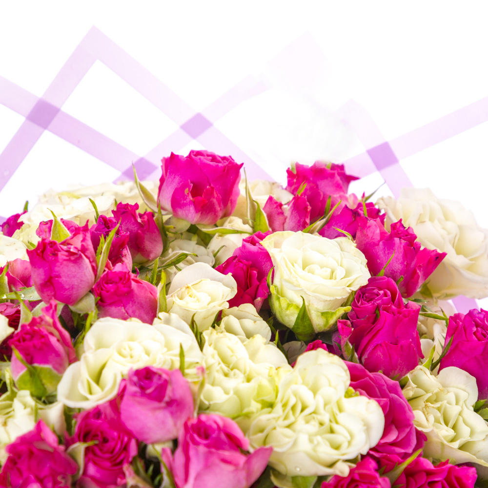 21 разноцветная кустовая роза