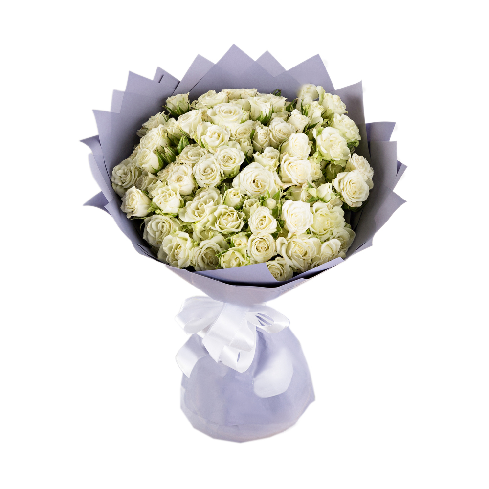 25 белых кустовых роз