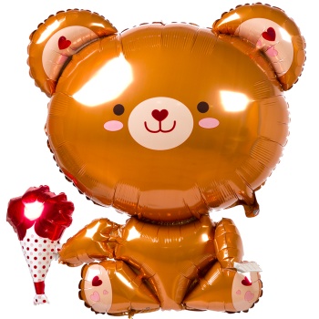 Фольгированный шар мишка с букетом