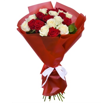 19 разноцветных роз 60 см