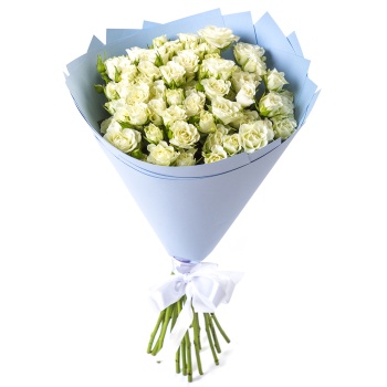 19 белых кустовых роз в крафте