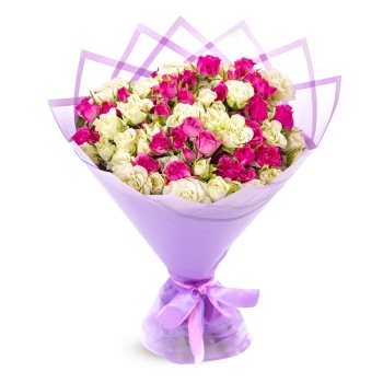 21 разноцветная кустовая роза