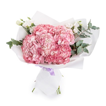 Букет из гортензий и эустом