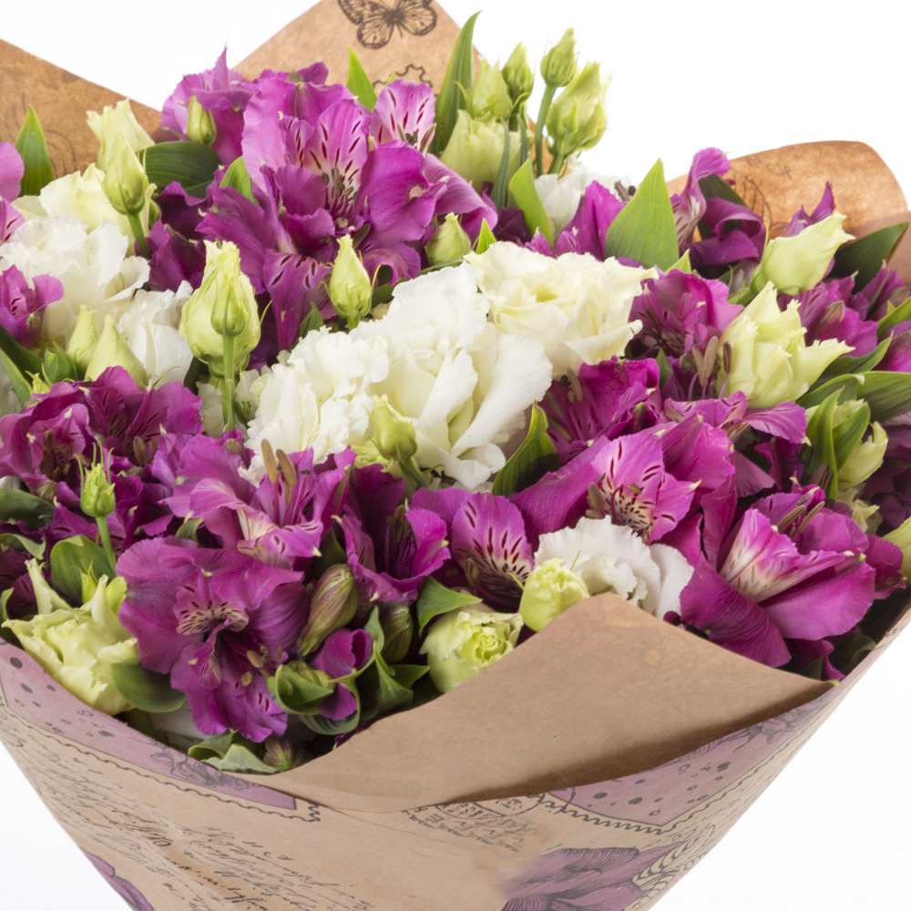 Букет из эустомы с альстромерией