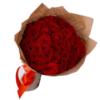25 красных роз 40 см