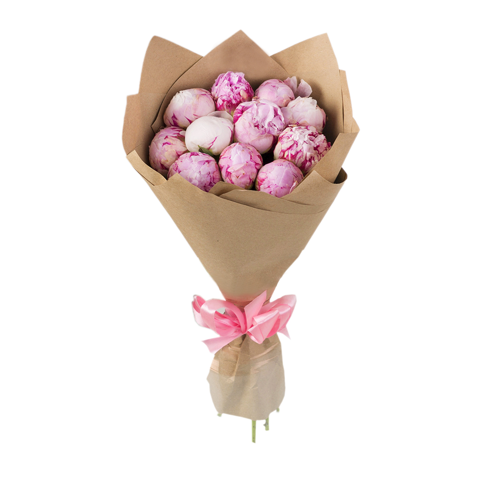 11 розовых пионов
