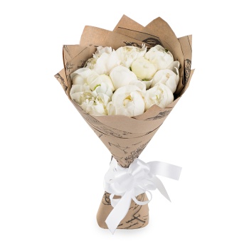 11 белых пионов