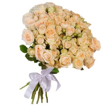 15 кремовых кустовых роз