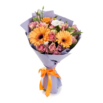 Букет из роз, гербер и альстромерий