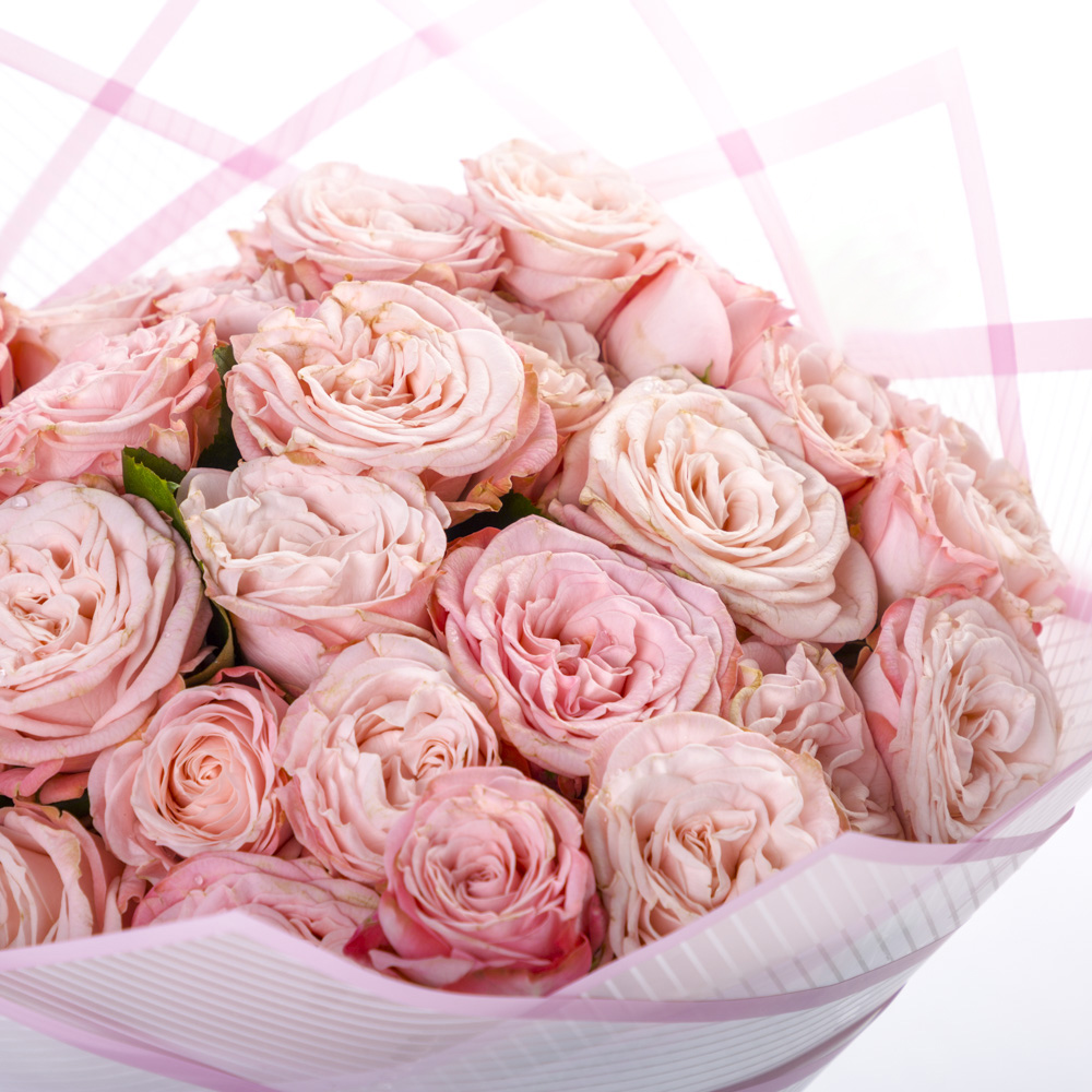 Букет из 21 розовой кустовой розы