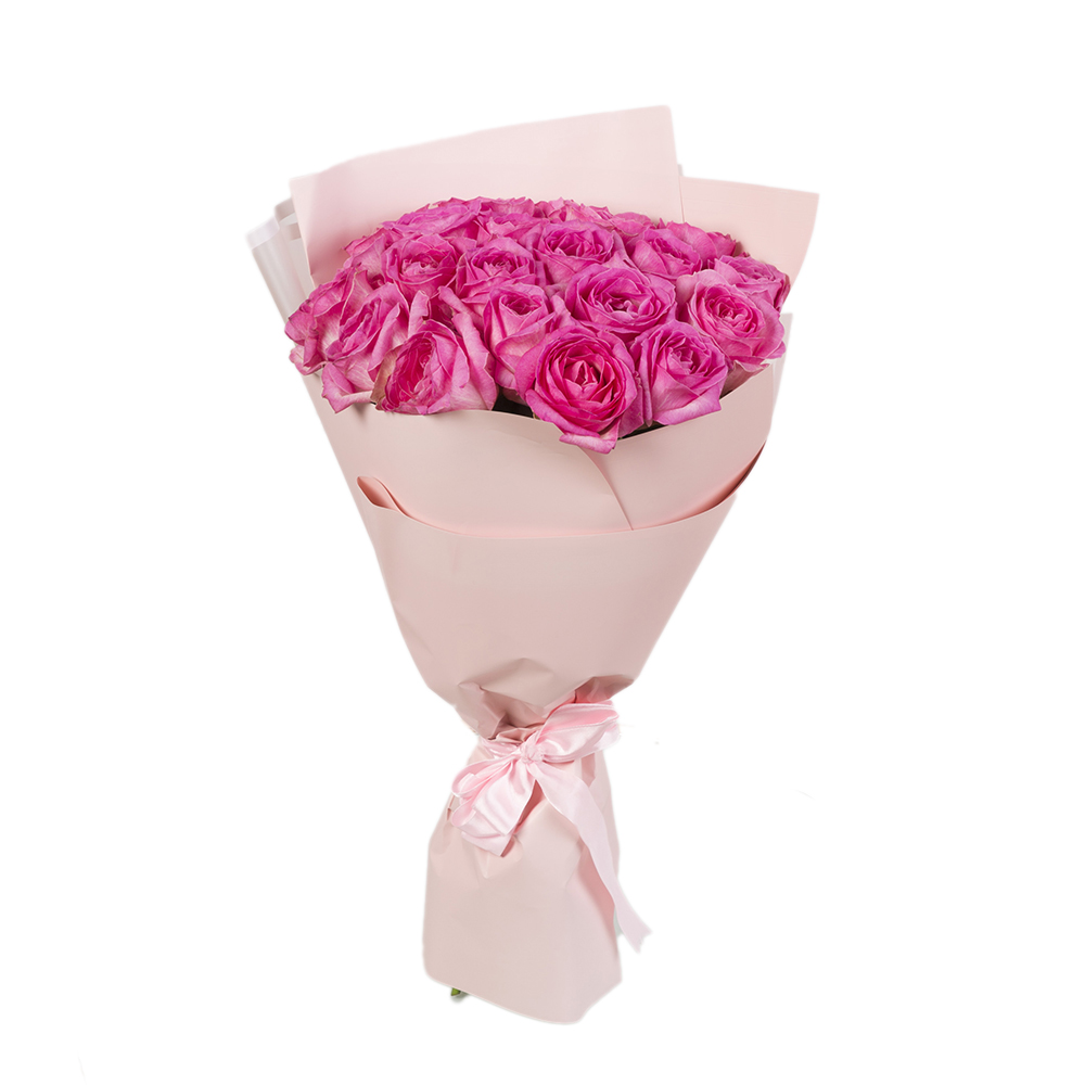 Букет из 21 розовой розы 40 см