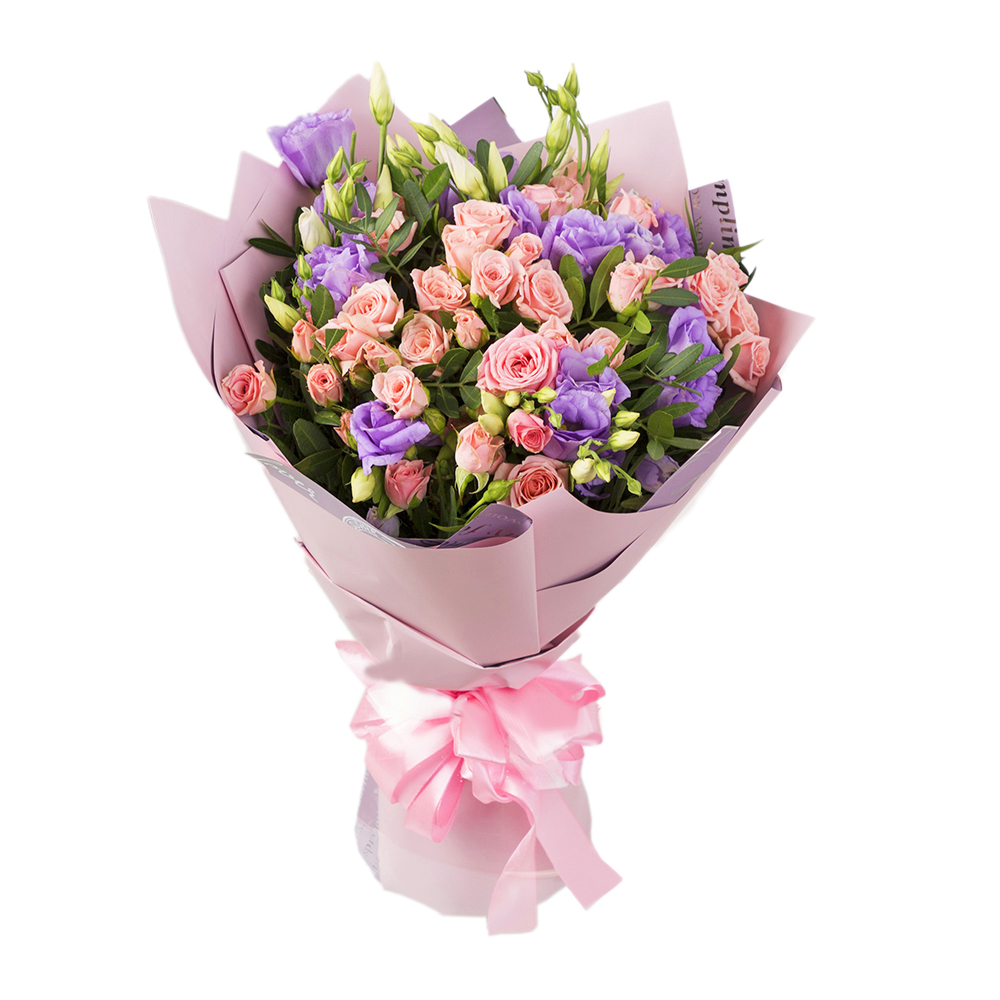 Букет из эустом и кустовых роз