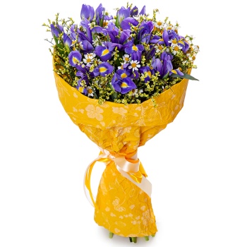 Букет из синего ириса и лимониума