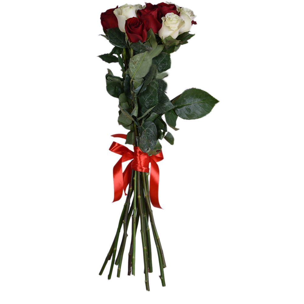 Букет из 15 разноцветных роз Эквадор 70 см