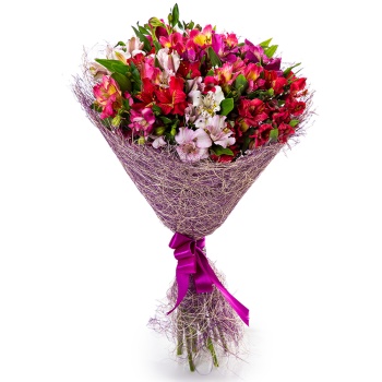 Букет из 15 разноцветных альстромерий