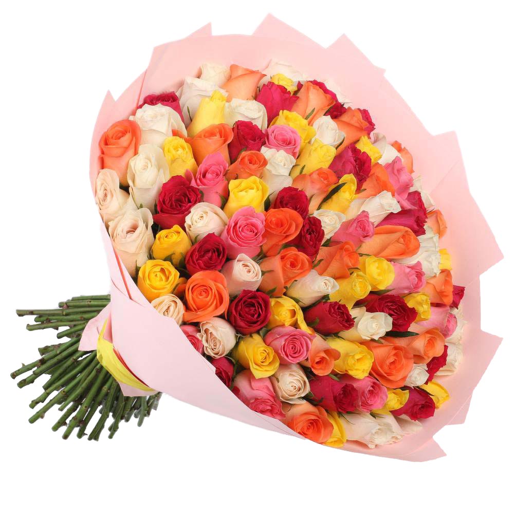 Букет из 101 розы разноцветный