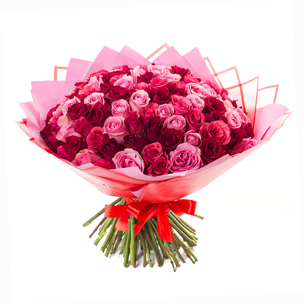 101 роза ягодный микс в пленке