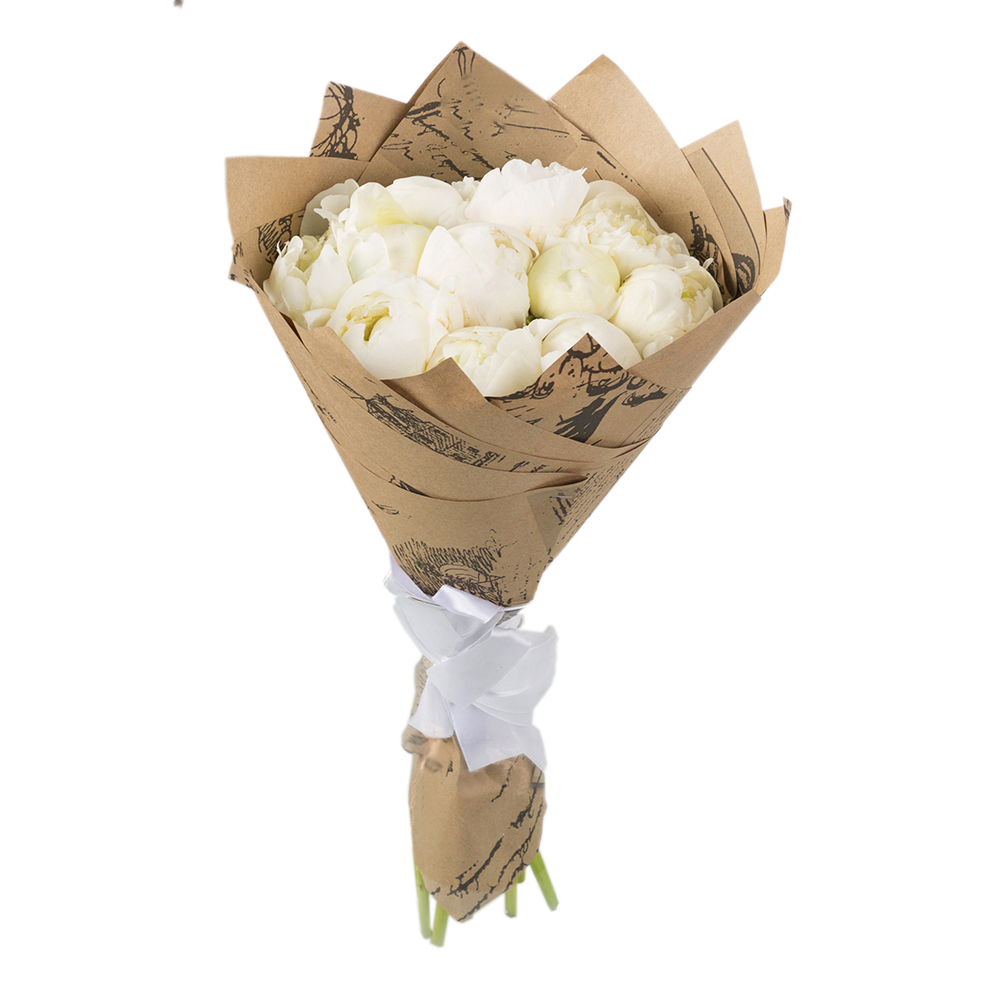 11 белых пионов