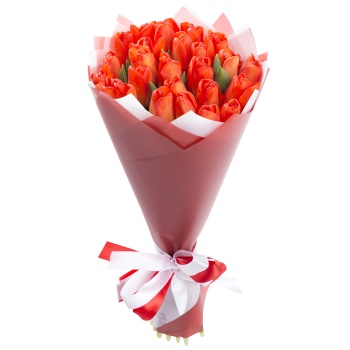 25 оранжевых тюльпанов