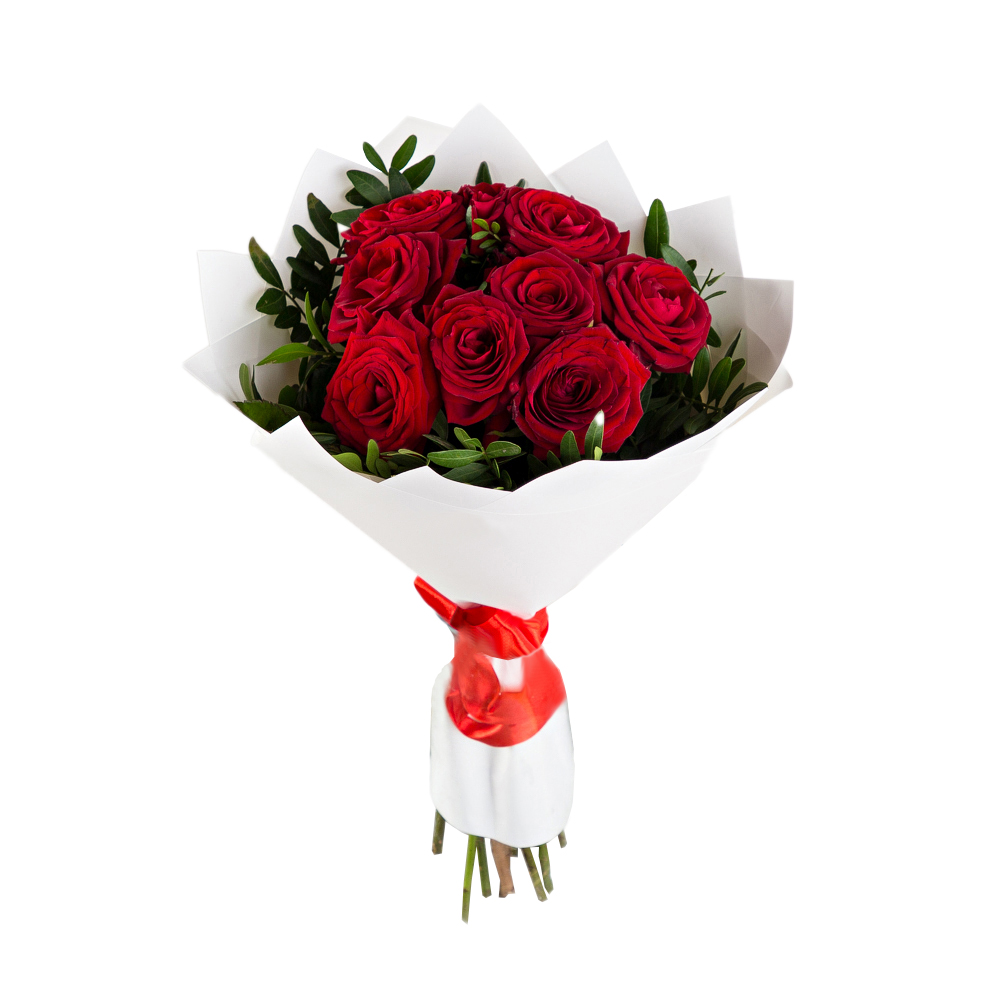 Букет из 9 красных роз 50 см