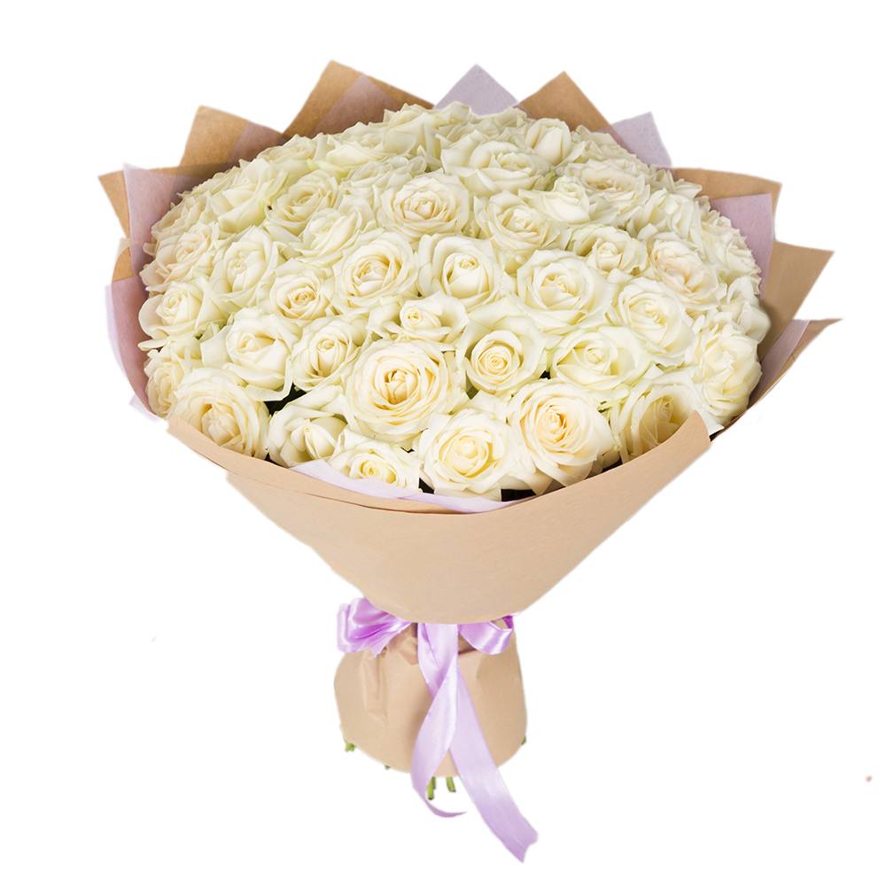 51 белая роза Premium 60 см