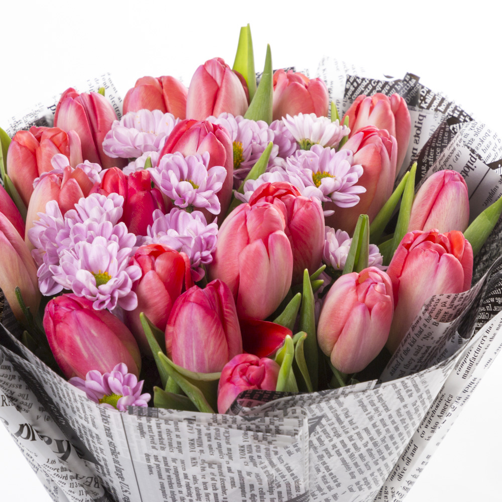 Букет из 21 розового тюльпана