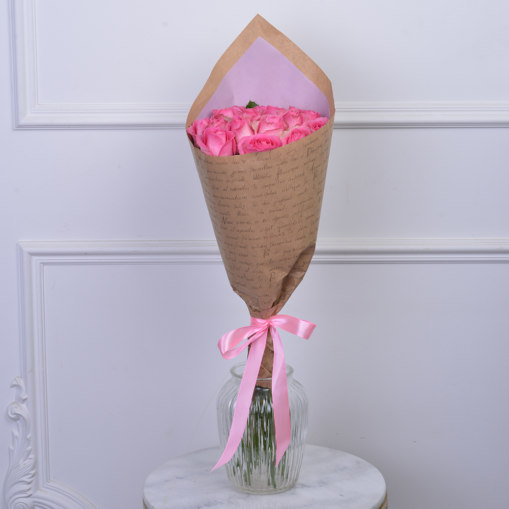 Букет из 15 розовых роз 60 см