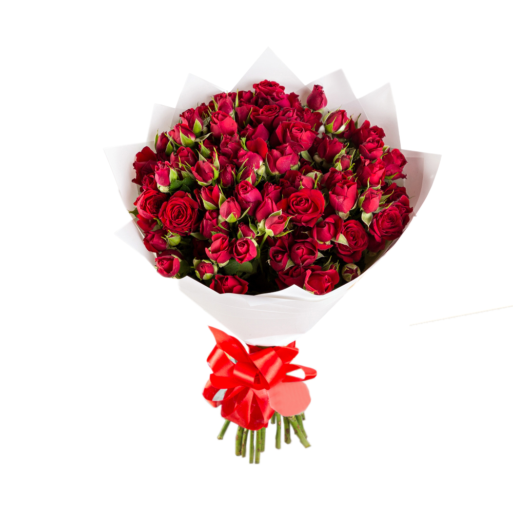 25 красных кустовых роз