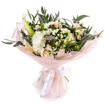 Букет из роз, каллов и гвоздик