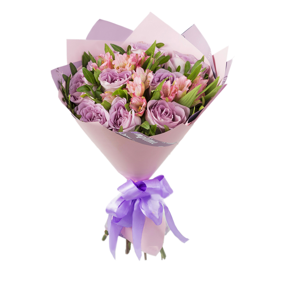 Букет из роз и альстромерий