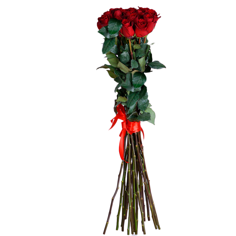 19 красных роз 70 см