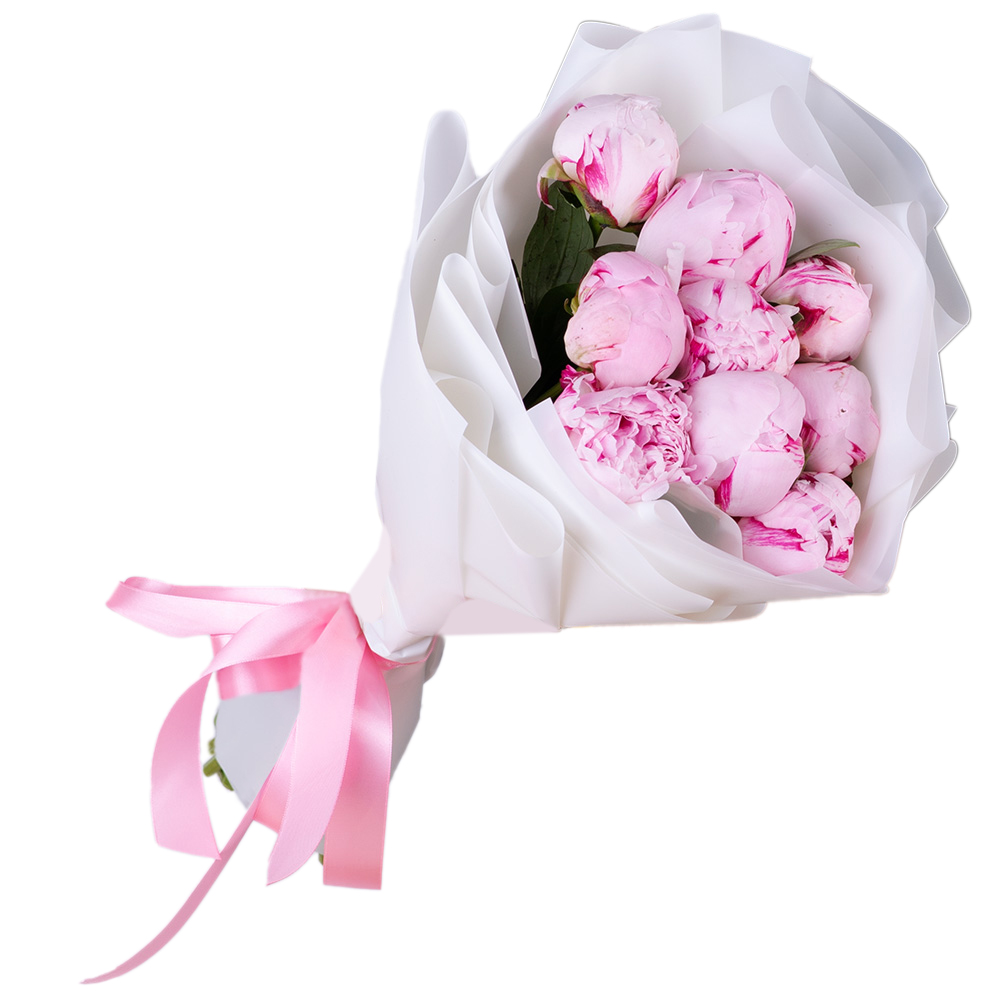 9 розовых пионов