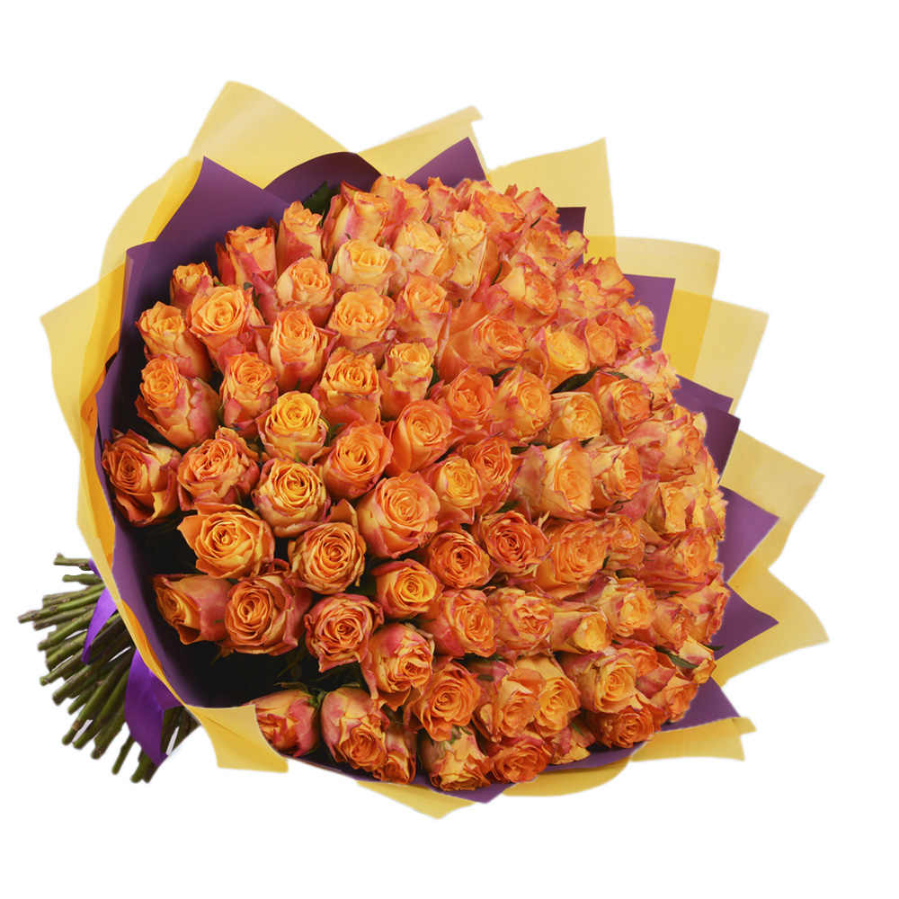 Букет из 101 огненной розы