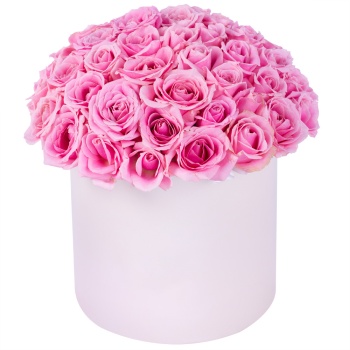 Букет из 51 розовой розы premium в кремовой шляпной коробке