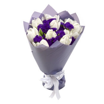 21 белый тюльпан со статицей