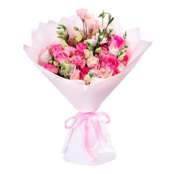 Букет из роз и лизиантуса